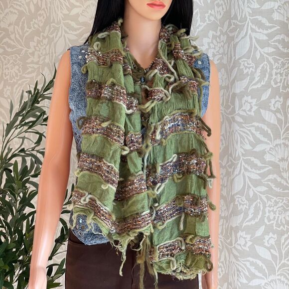 Vintage 90s Y2K Scala Collezione Scarf Boho Distressed Grunge Fairy Festival - Picture 2 of 7